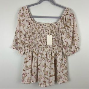 Mellóday Scrunchy Floral Blouse, S NWT